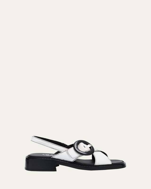 Leather Crisscross Slingback Sandals